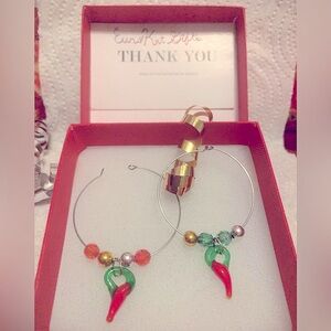 HANDCRAFTED Red Hot Chili Pepper Hoop Earrings  NEW